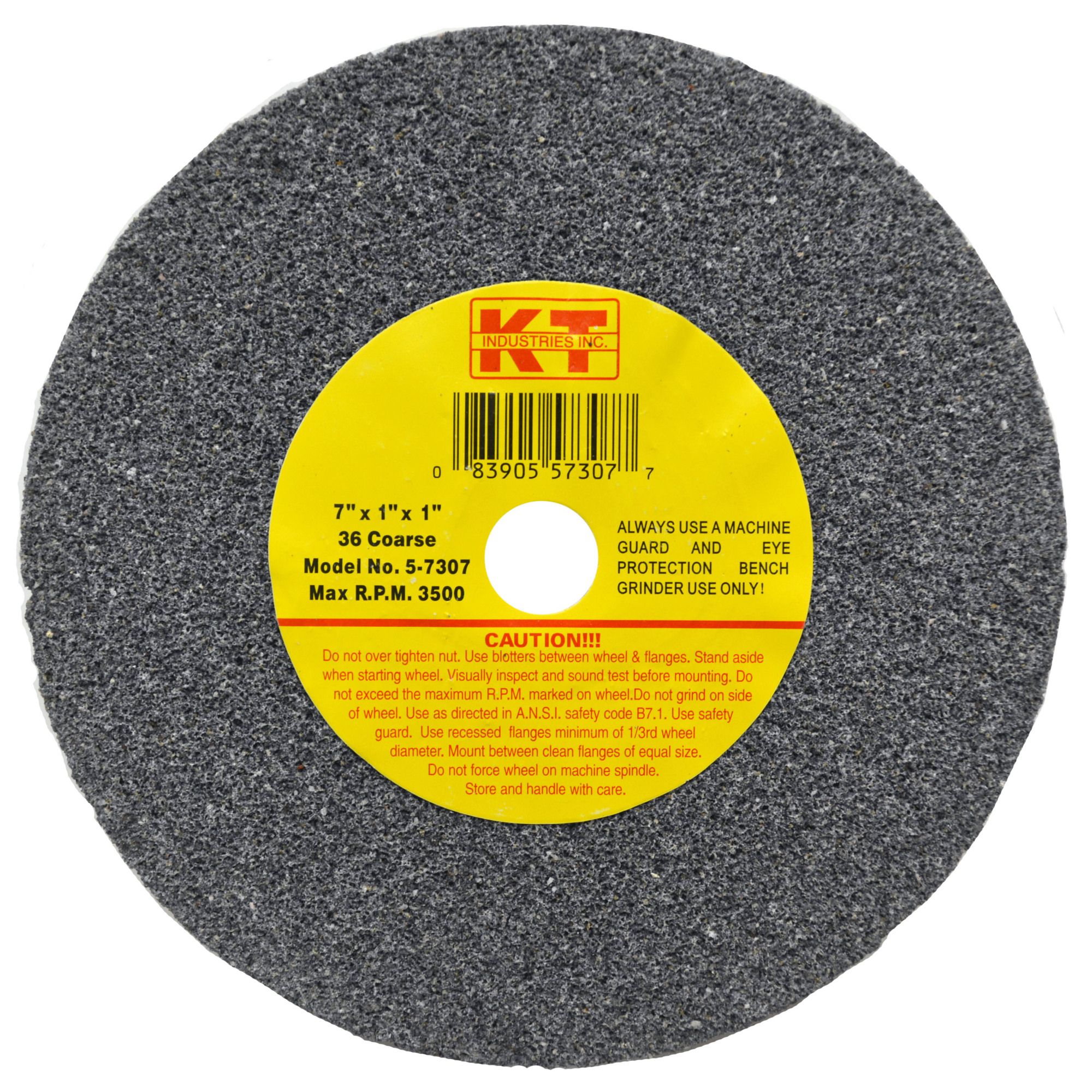 K-T Industries Bench Grinder Wheel — 7in. x 1in., Coarse, Aluminum Oxide, Model# 5-7307